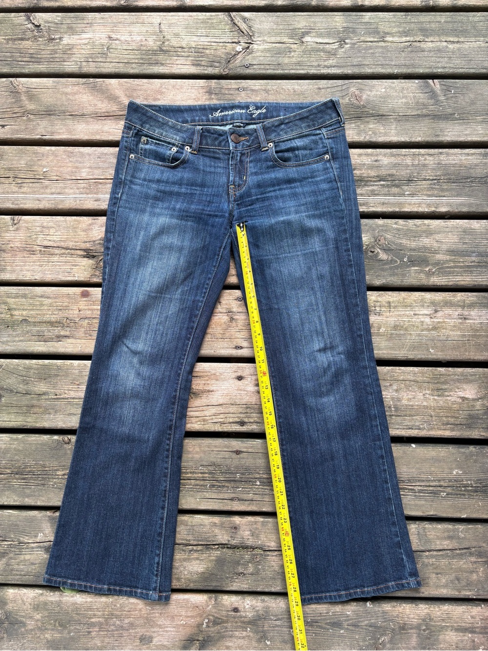 Vintage Y2K American Eagle Outfitters Women's Dark Blue Bootcut Jeans Size 8